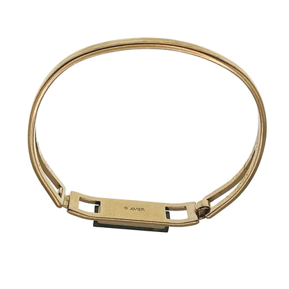 Avon Vintage Gold Tone and Green Resin Bangle Bracelet 5"