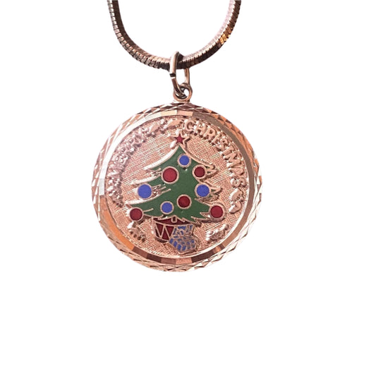 VTG Sterling Silver Cord Necklace Christmas Pendant