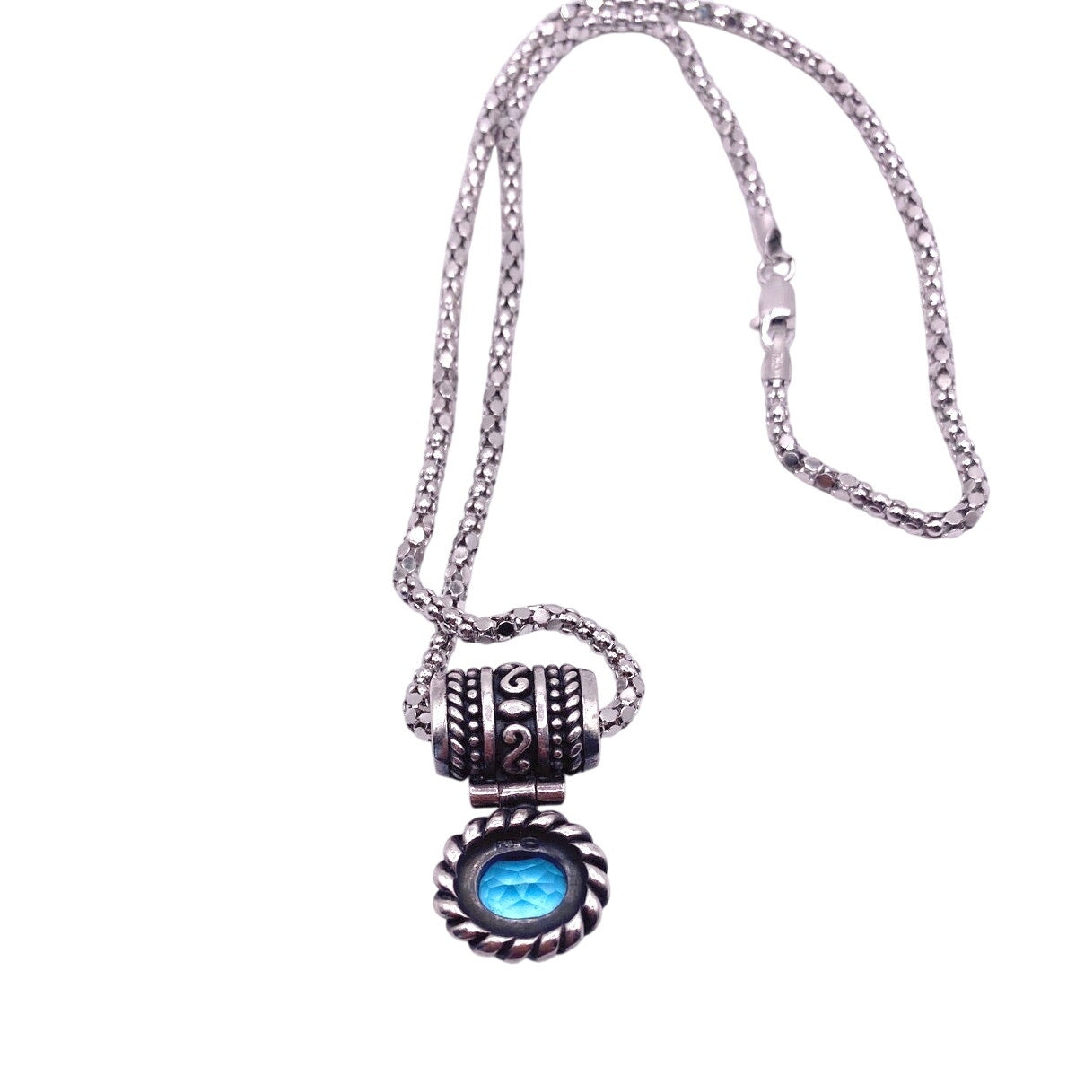 Aqua Marine And Sterling Silver Necklace