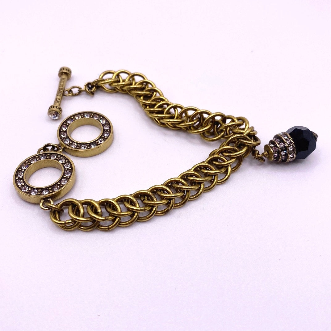 Heidi Daus Bracelet Black Crystal Charm Toggle Closure