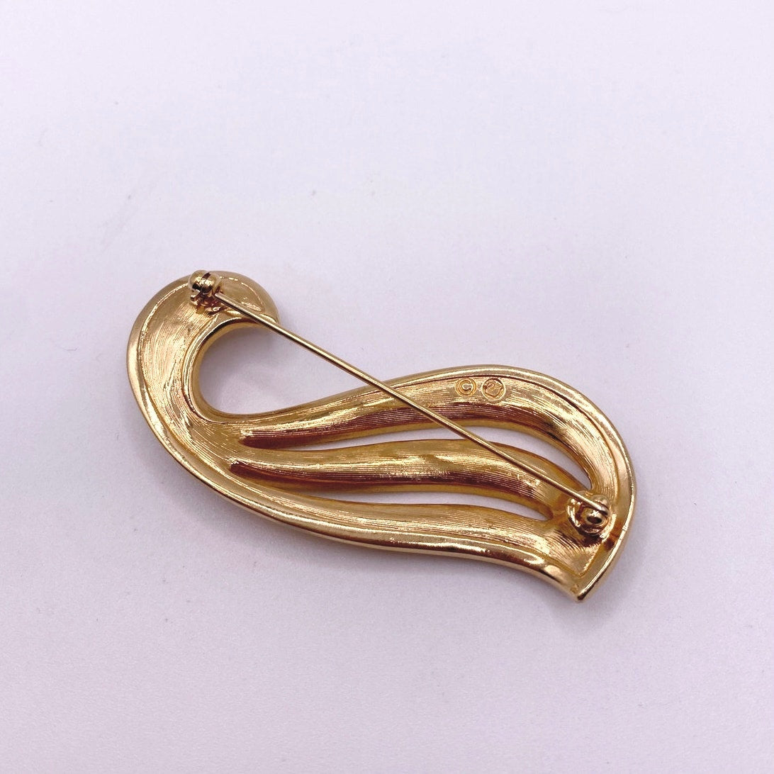 Swarovski Signed Crystals Vintage Brooch 2.5” Gold Tone