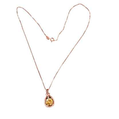 Sterling Silver 18k Rose GP Necklace Yellow Zirconia