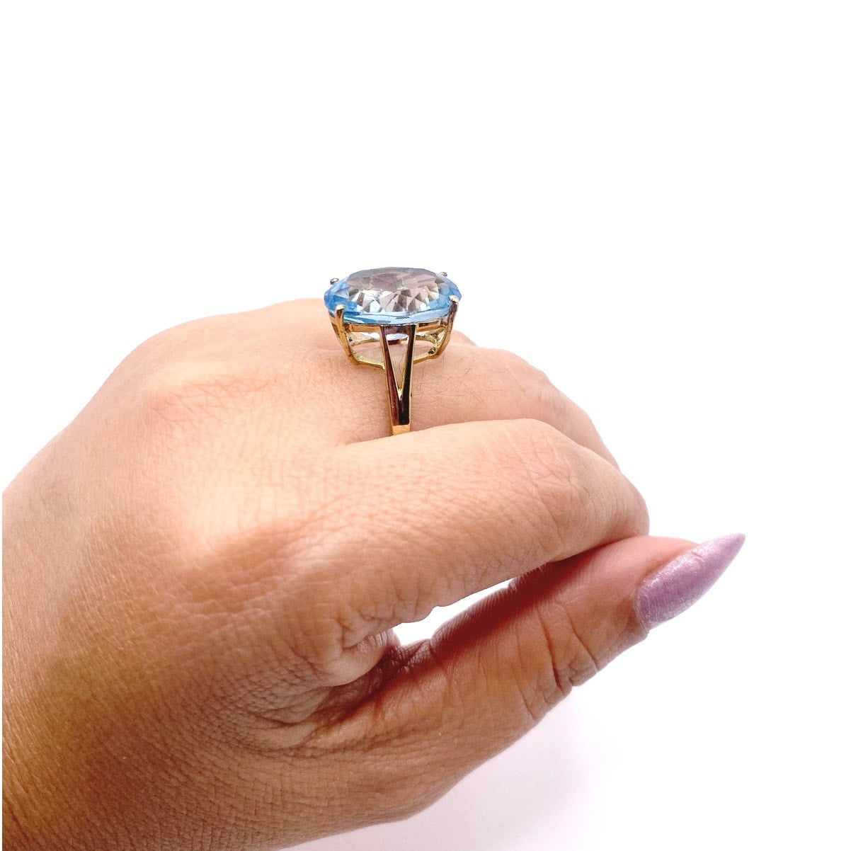 Cocktail Ring Gold Vermeil Sterling Silver With Topaz Size 8.5
