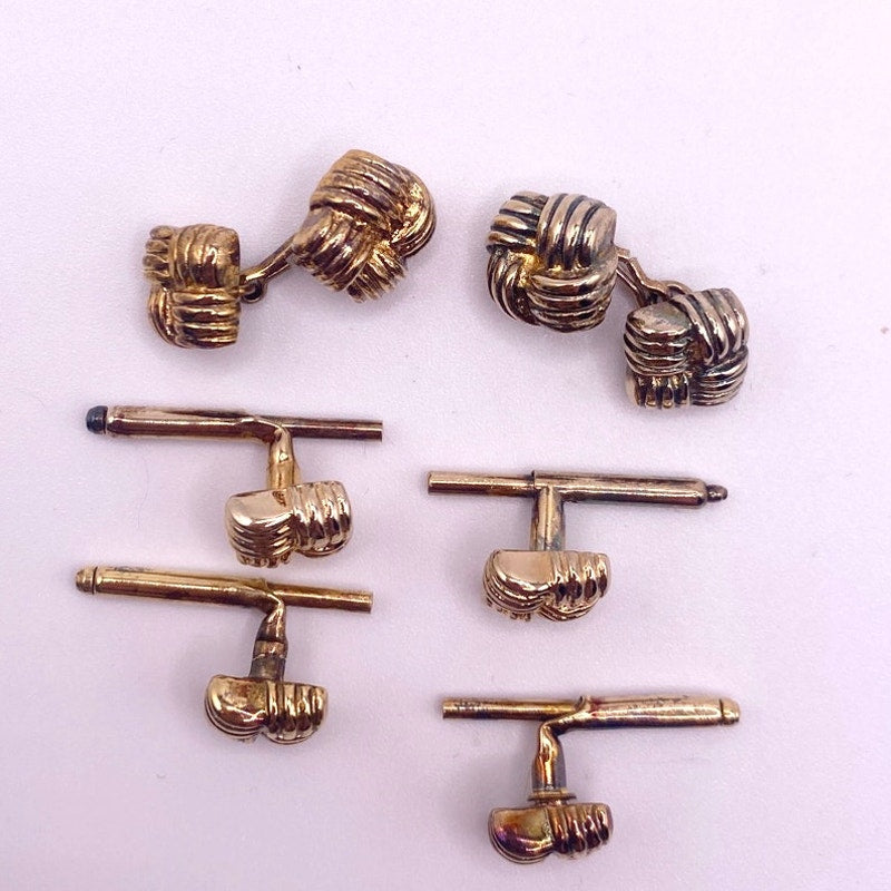 Vintage WEH Walter E Hayward 14K & Sterling Cufflink and 4 Stud Set