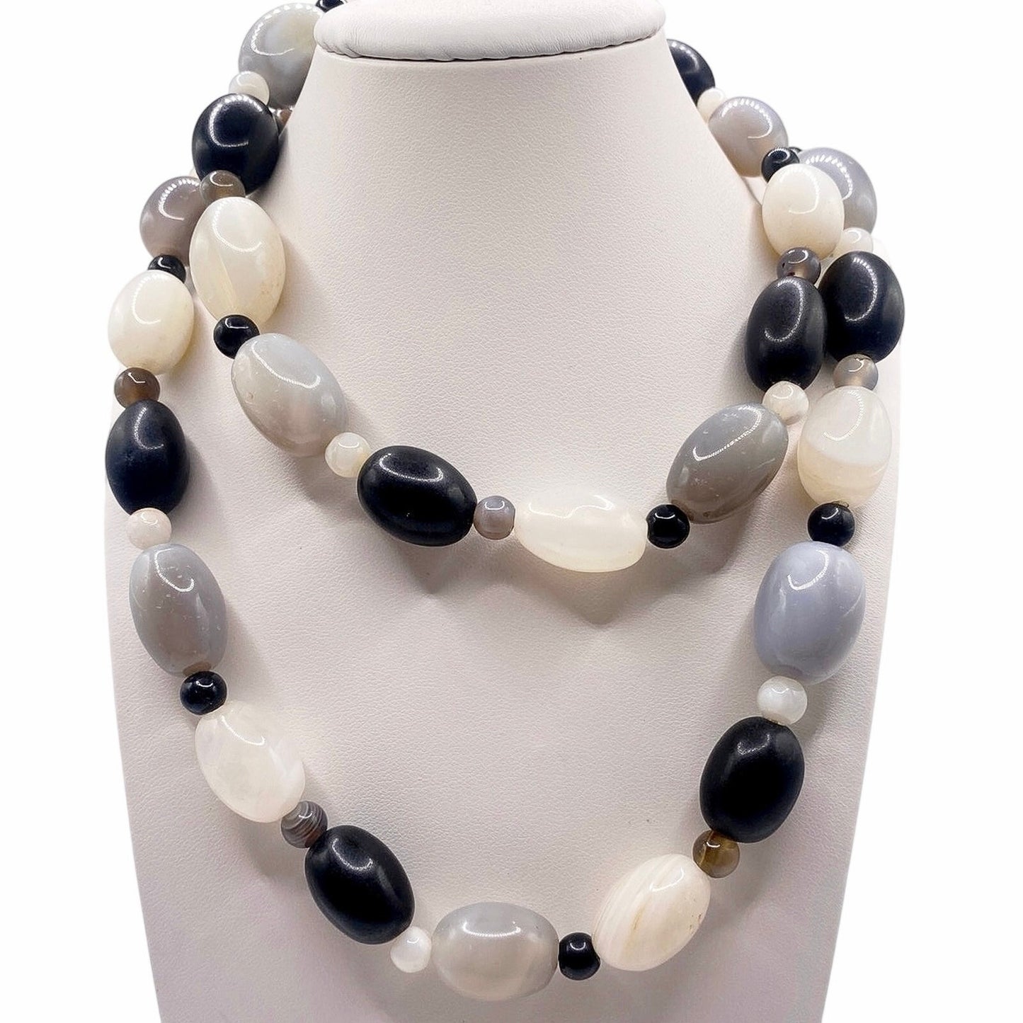 Necklace Agate and Quartz Beads 42”