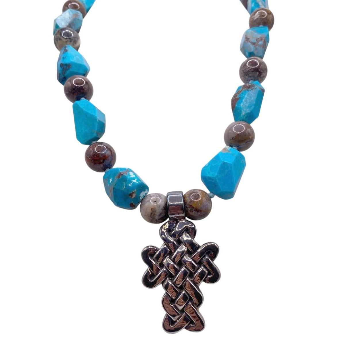Simon Sebbag Designs Signed 925 Silver Celtic Cross With Turquoise and Agate