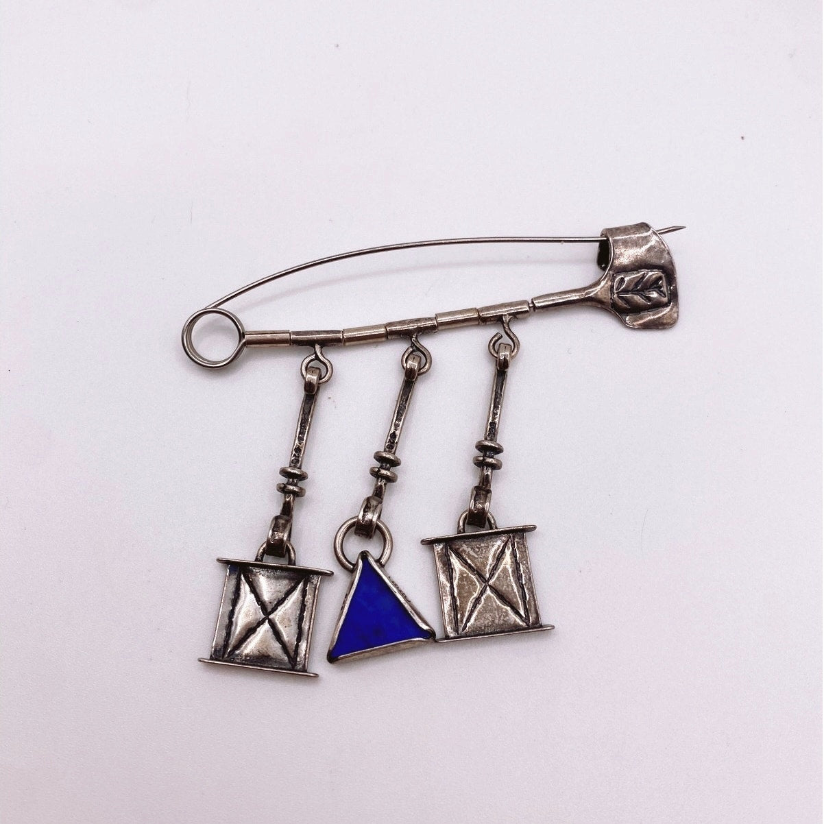 Sterling Silver Modernist Artesian Large Pin 3” Signed and Marked by Artist