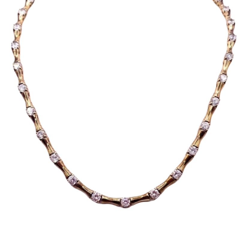 Sterling Silver Tennis Necklace 18k GP /CubicZ