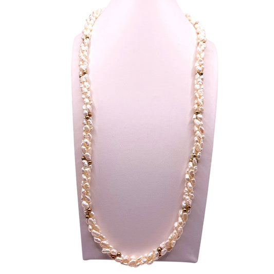 14k and Rice Pearls Necklace 22”  Long