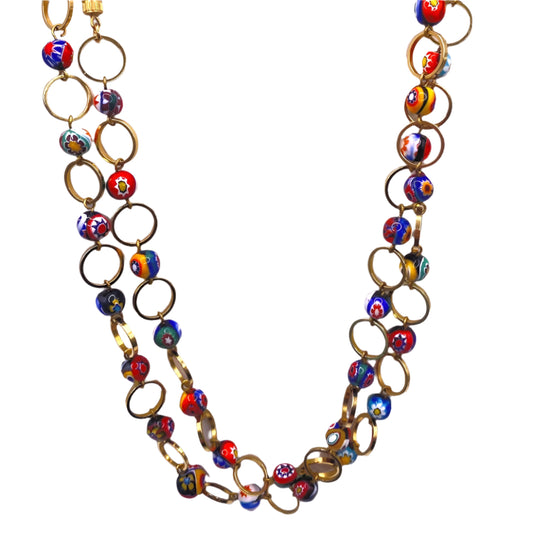 Italy Murano Millefiori Glass Bead Necklace