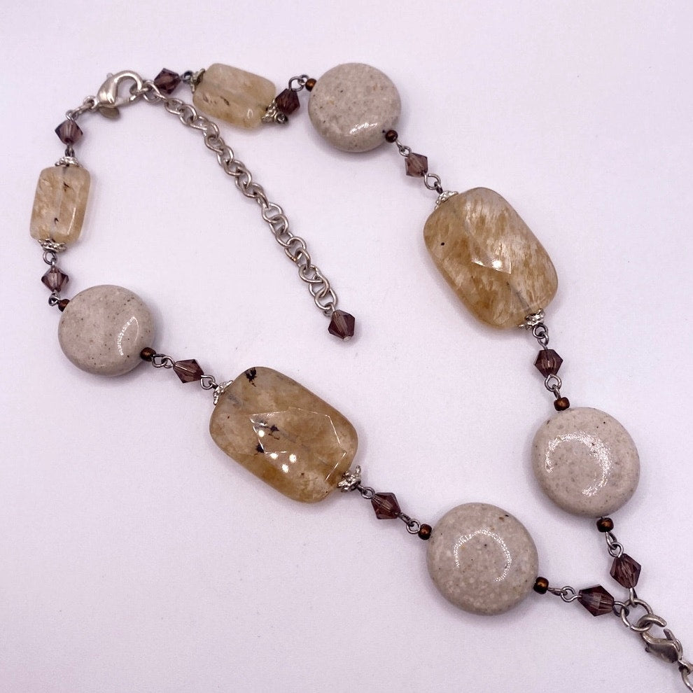 Premiere Designs "Sand Dune" Quartz and natural stone necklace removable pendant.