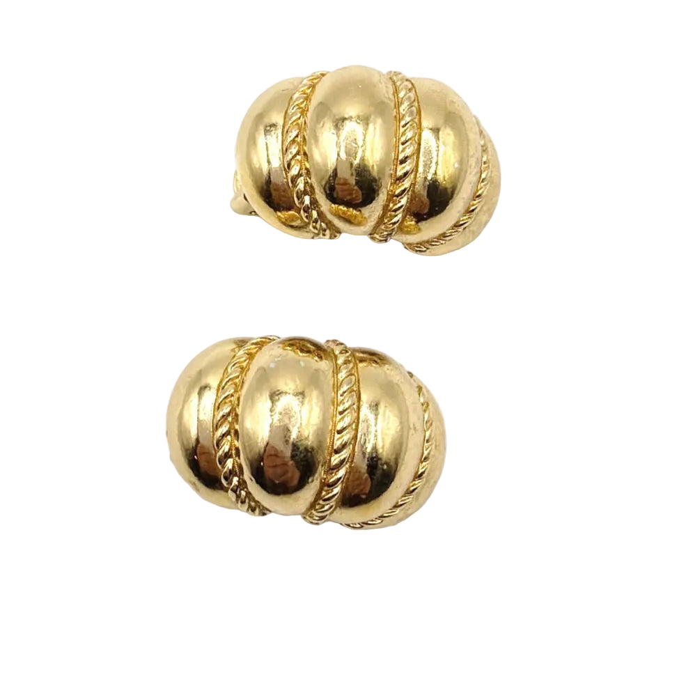 Christian Dior Croissant Design Clip On Earrings