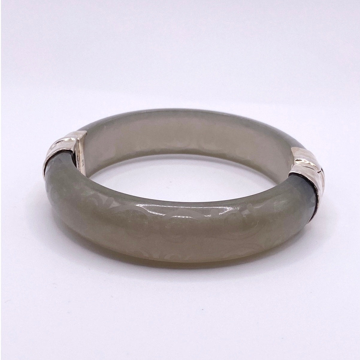 Silpada Sterling Silver Gray Resin Engraved Bangle Bracelet