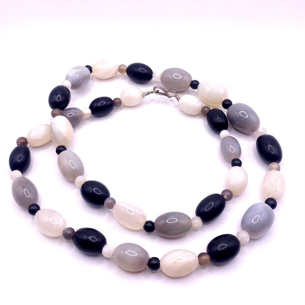 Necklace Agate and Quartz Beads 42”
