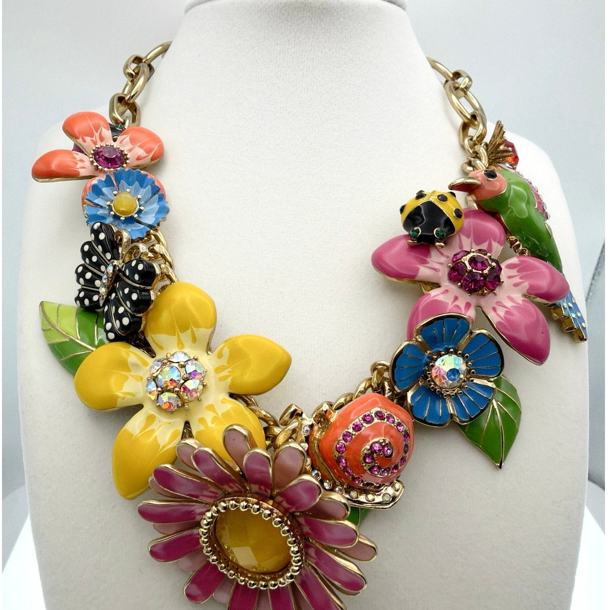 Betsey Johnson Vintage Flower Garden Statement Necklace