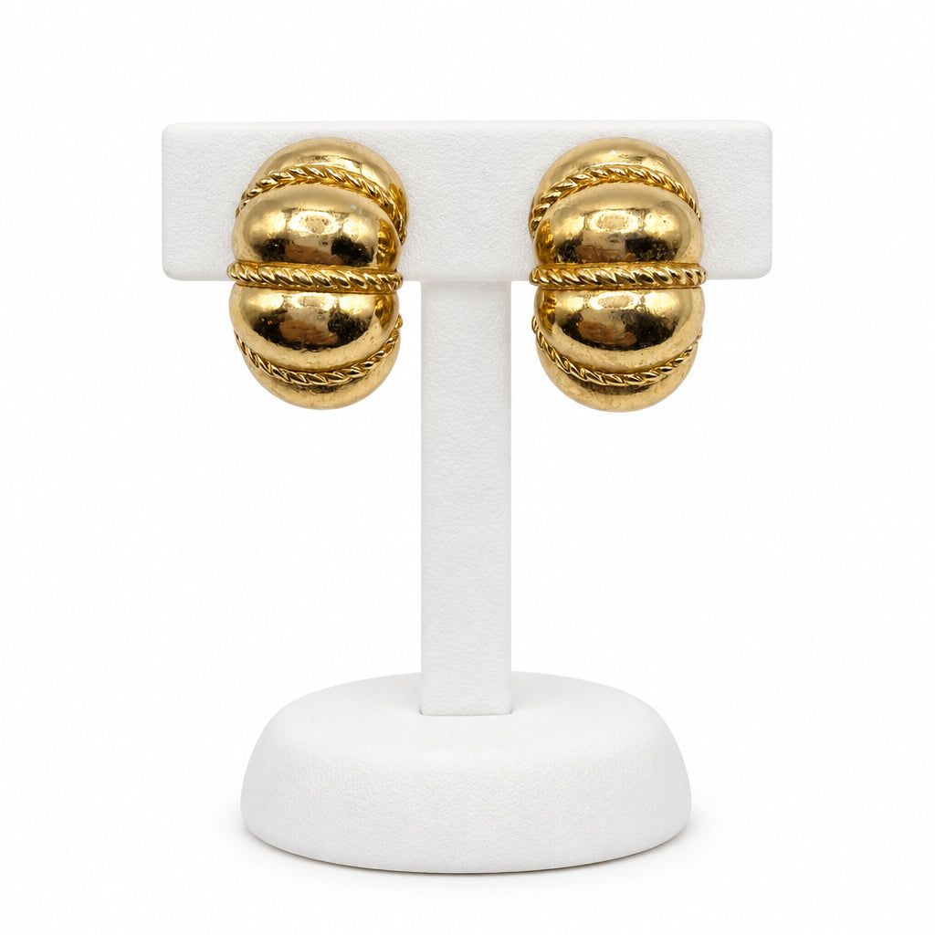 Christian Dior Croissant Design Clip On Earrings