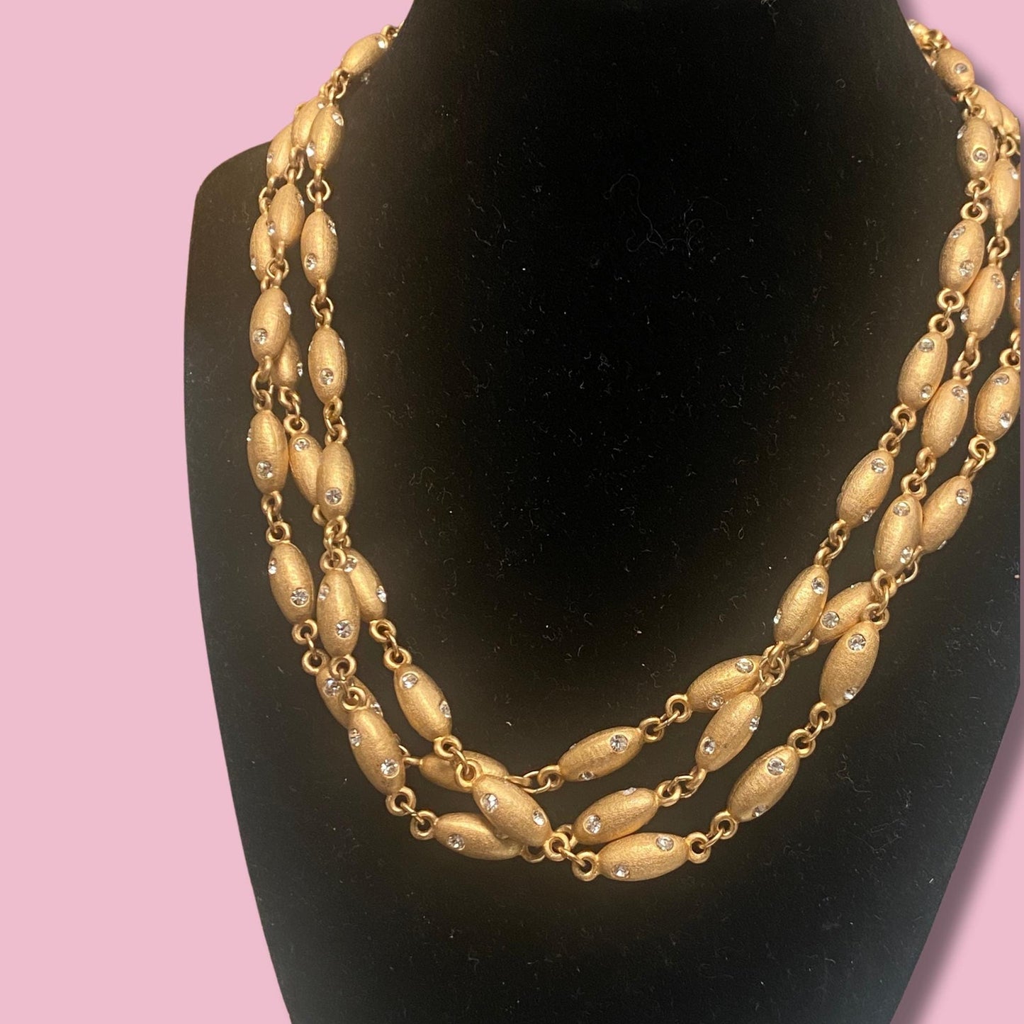Vtg Swarovski Multi layered Chunky Necklace