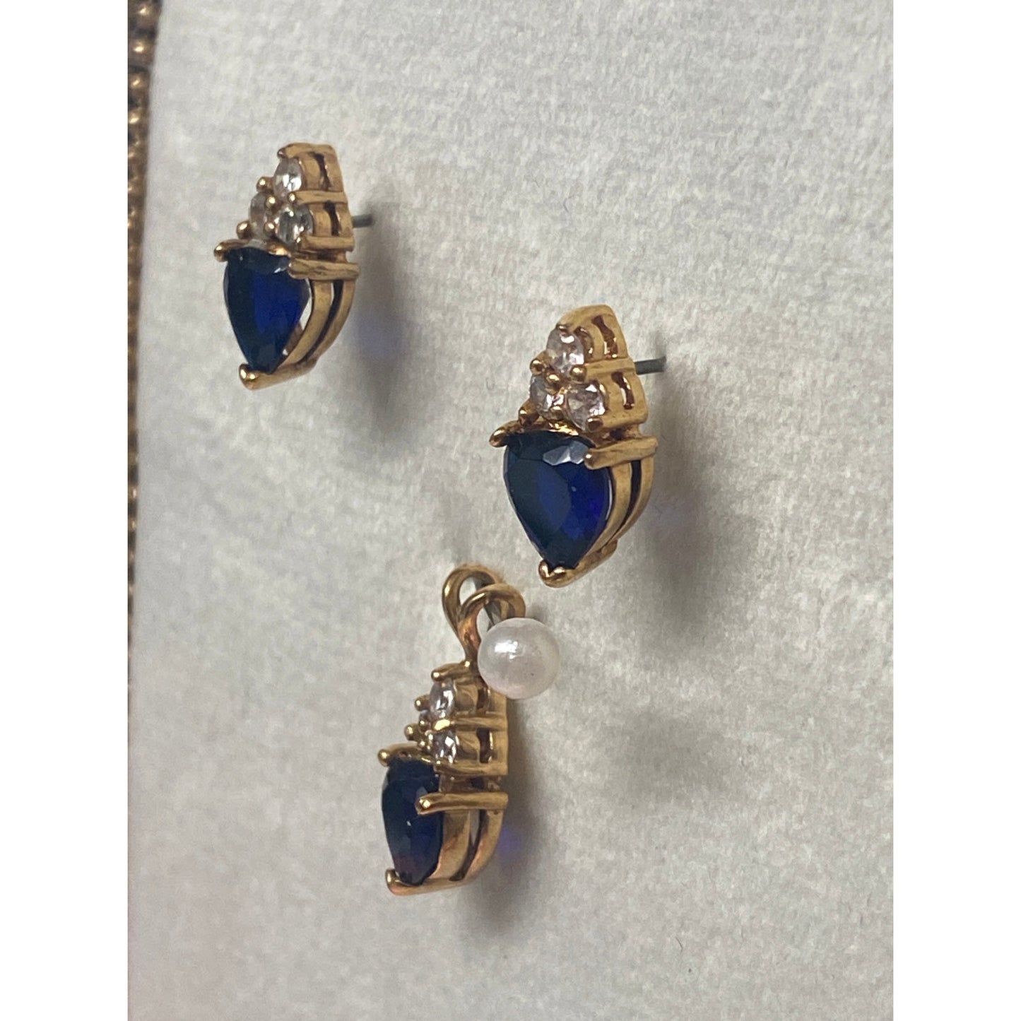 Heart Blue Zirconia Studs and Pendant