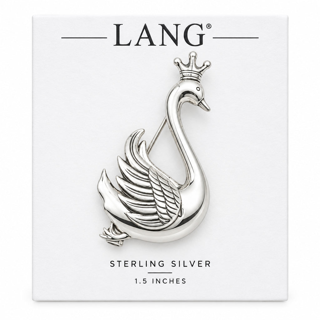 Sterling Silver Lang Signed Swan Brooch 1.5”