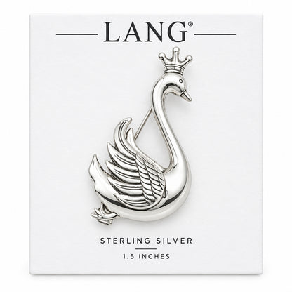 Sterling Silver Lang Signed Swan Brooch 1.5”