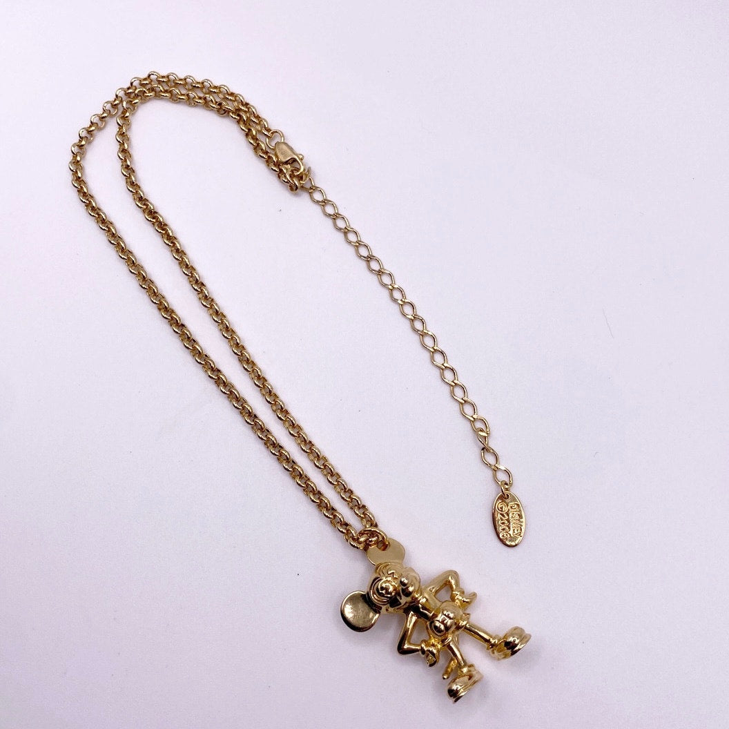 Vntg Mickey Sterling Silver Gold Plated Necklace 17” With Extension 4” Signed