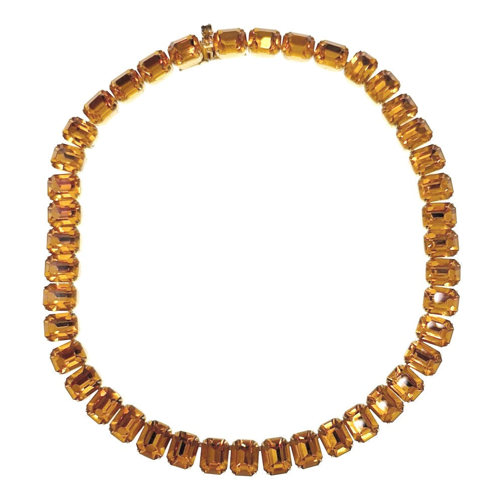 Kramer Of New York Citrine Rhinestones Riverie Collar Necklace 16”