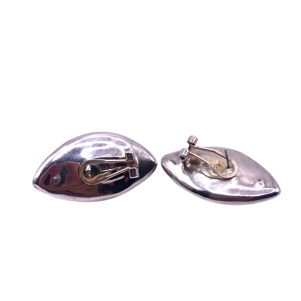 St Silver Israel Pierced Clip Earrings