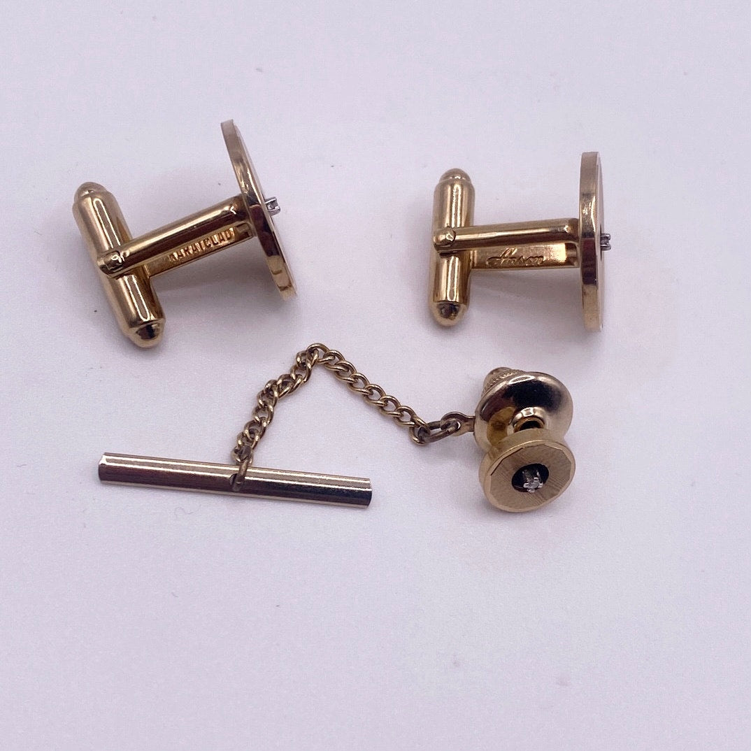 Anson Vintage Karatclad Cufflinks and Tie Tack