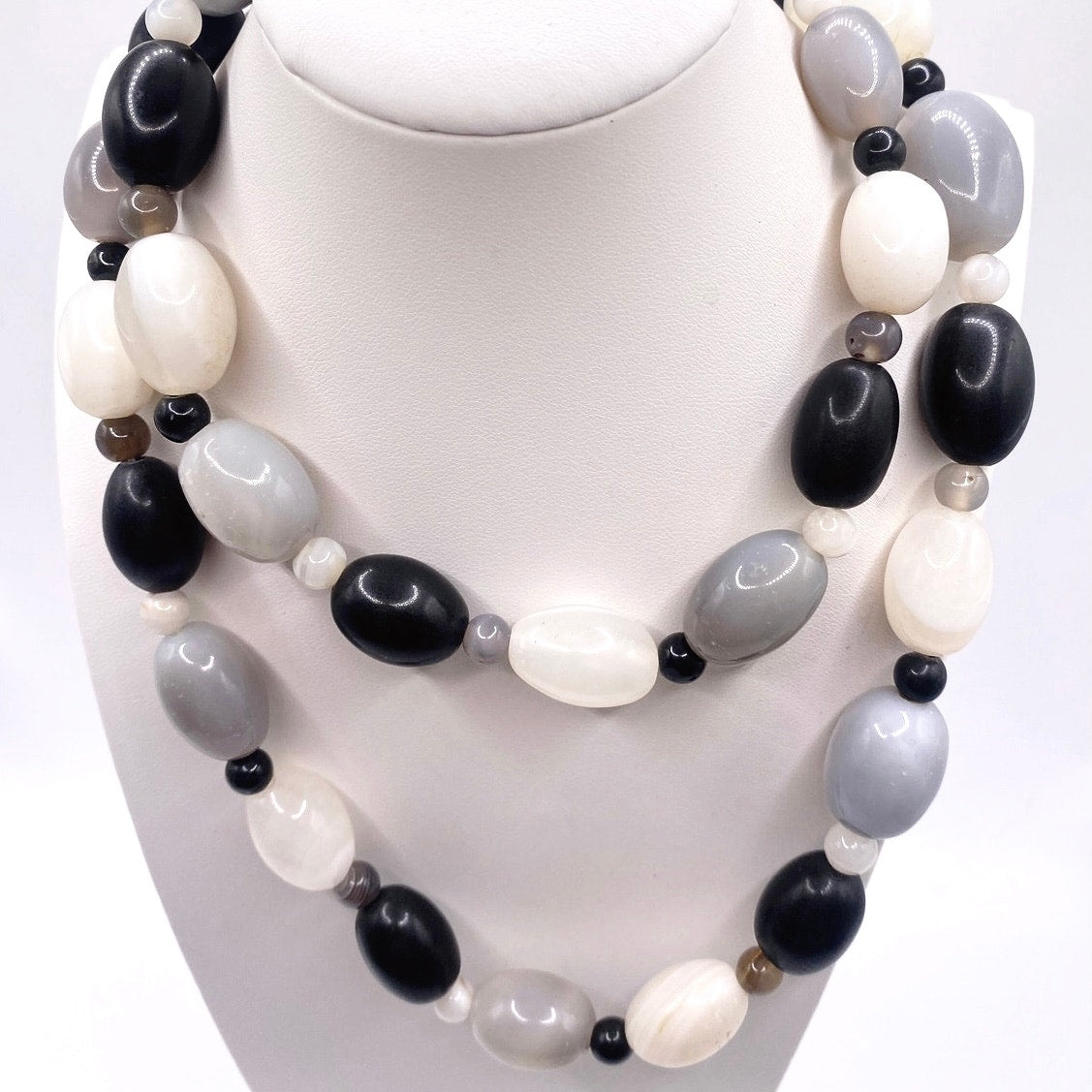 Necklace Agate and Quartz Beads 42”