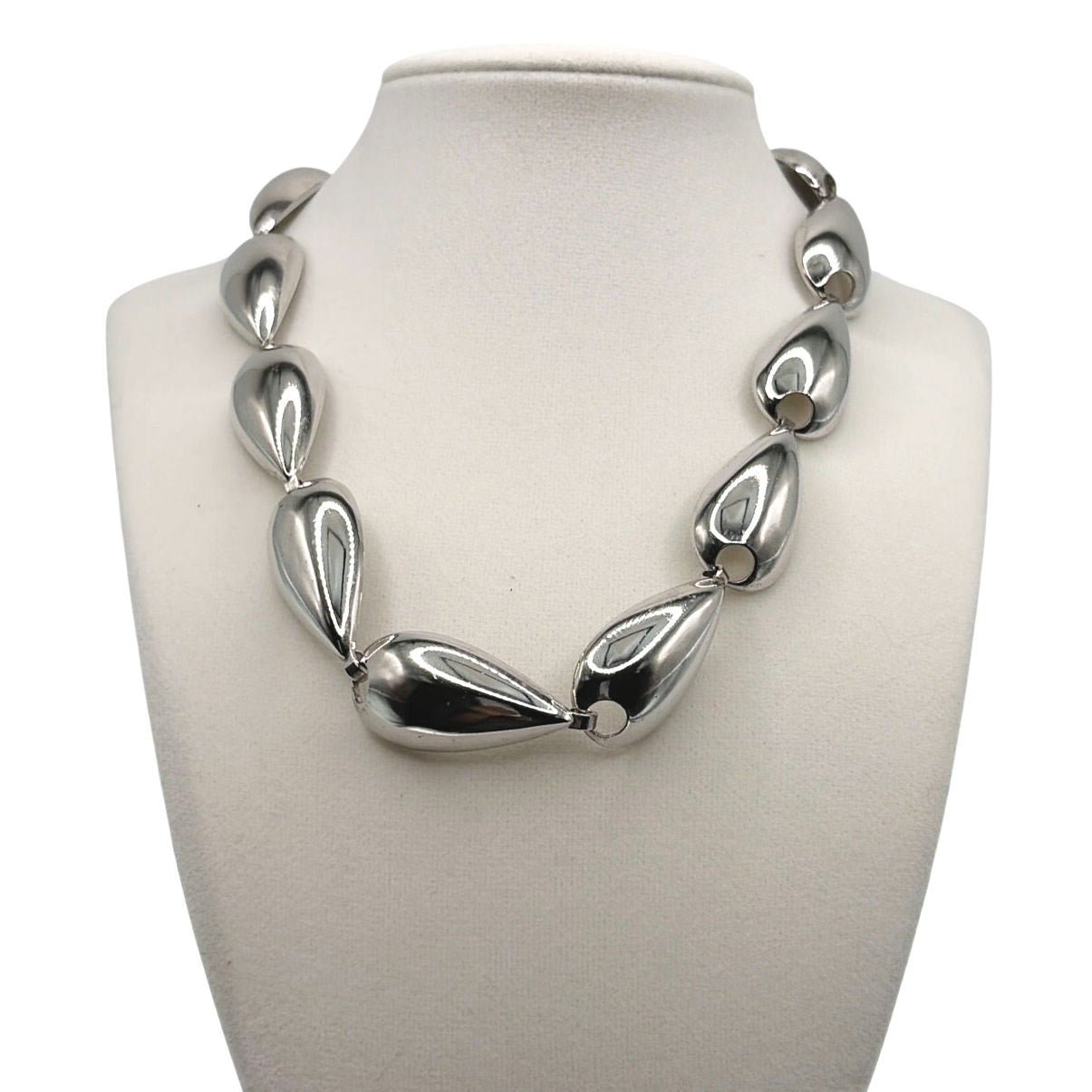 Vintage Trifari Signed Necklace 16” Silver Plated