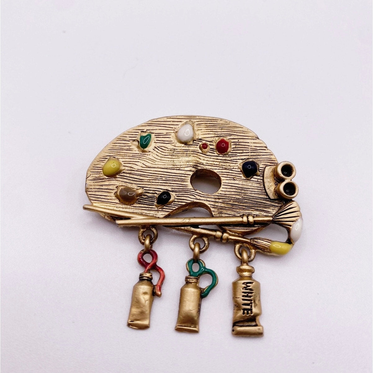 Vintage Danecraft Gold -Tone Artist Pallet Brooch Pin