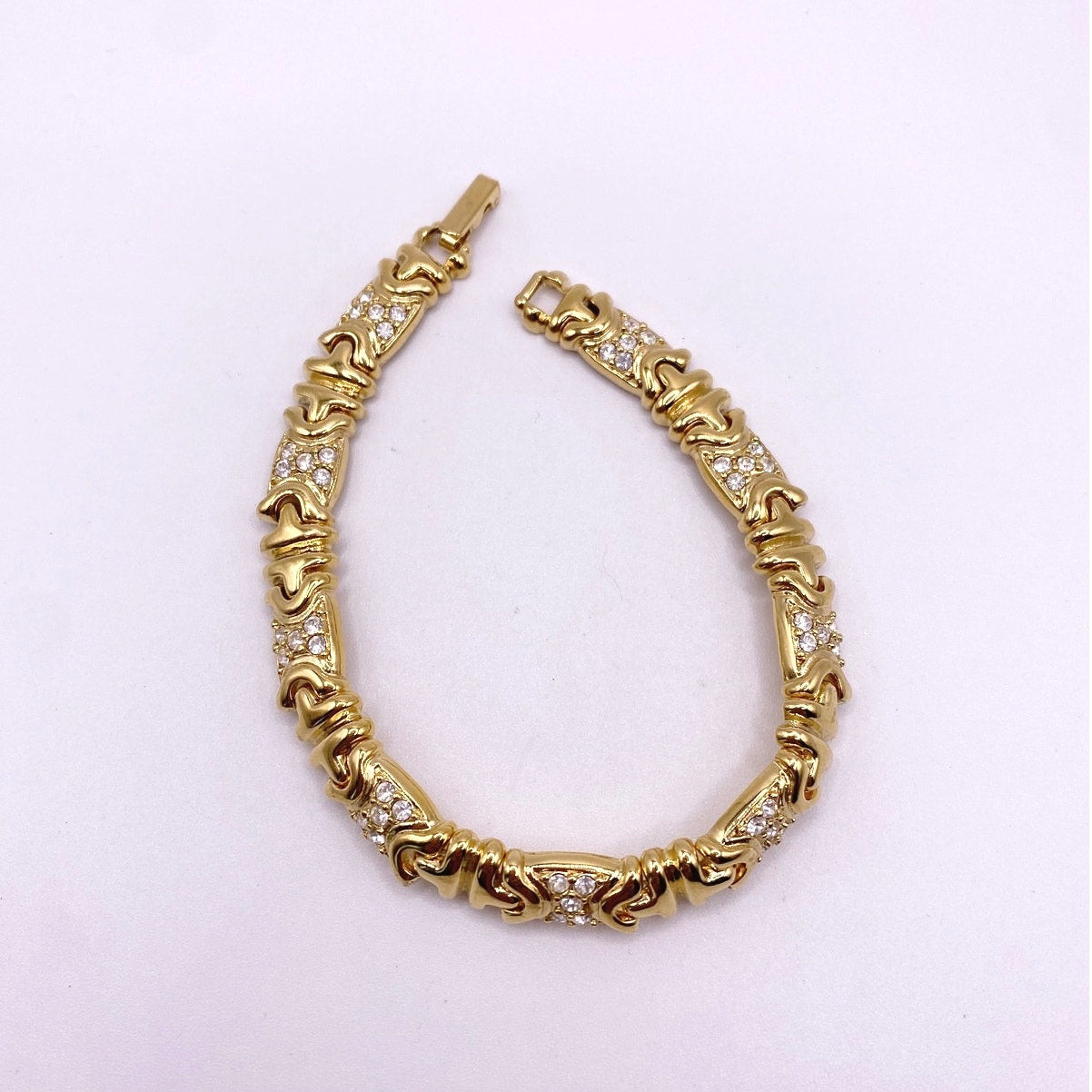 Joan Rivers Gold Tone Tennis Bracelet with Rhinestones Size 8”
