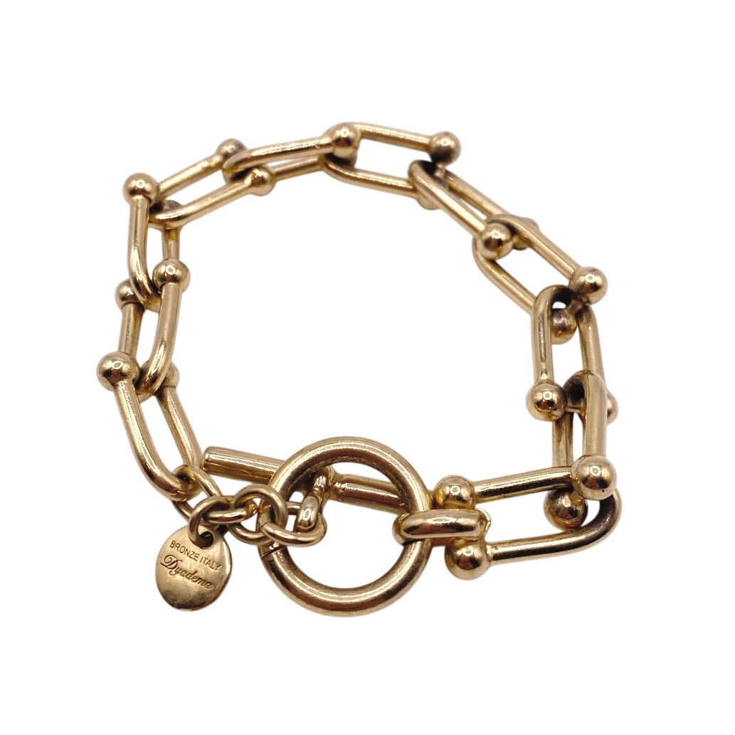 Bronze Italy Dyadema Gold Tone Chunky Bracelet 8”
