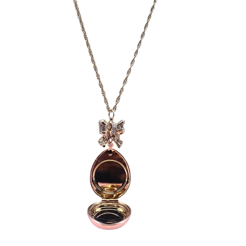 Vtg Swarovski Egg Photo Holder Pendant Bow