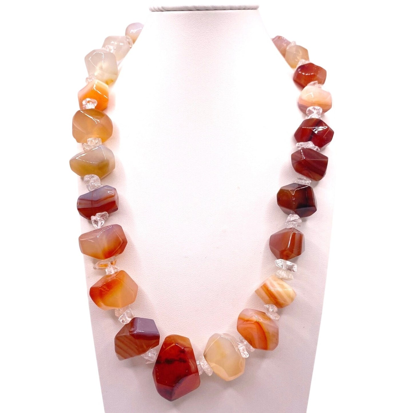Vintage Necklace Sunset Carnelian Nuggets Gems and Quartz 18”