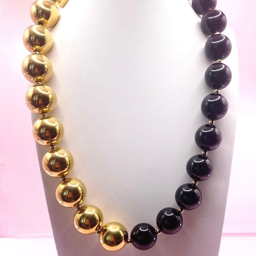 Monet Necklace Black And Gold Tone