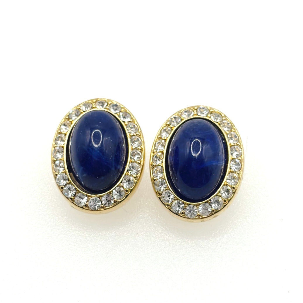 Blue Lucite and Rhinestones Kenneth Jay Lane KJL Earrings
