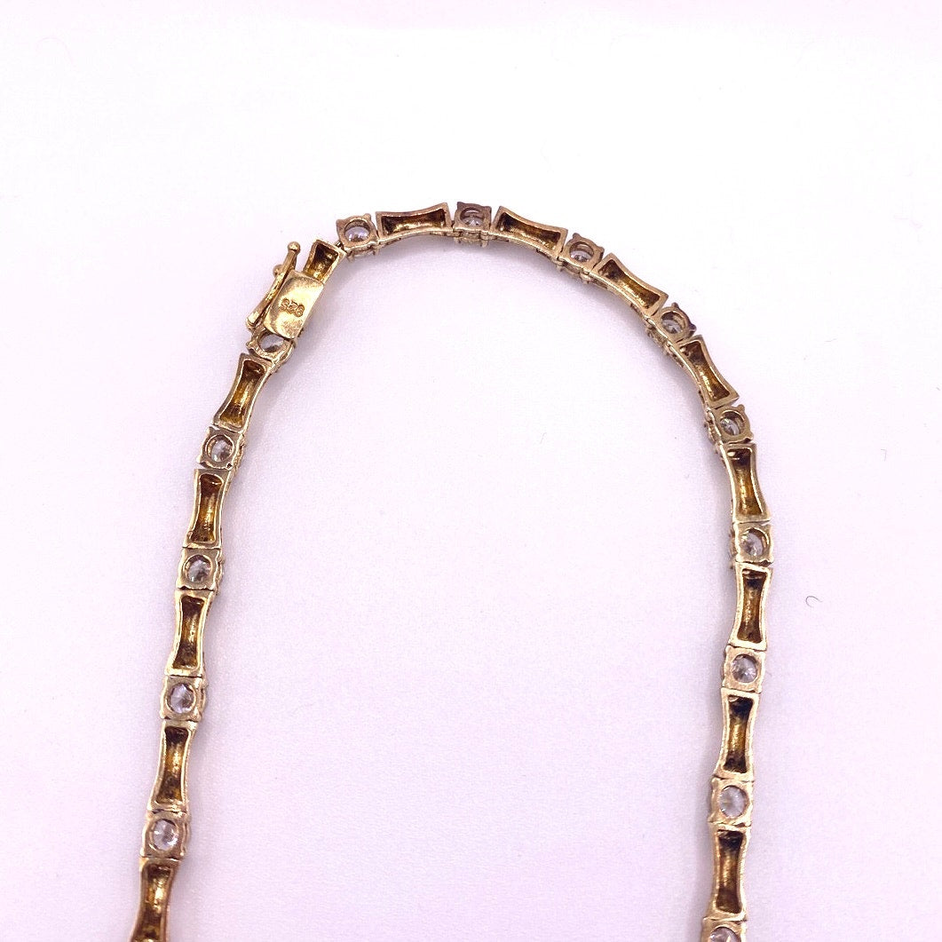 Sterling Silver Tennis Necklace 18k GP /CubicZ