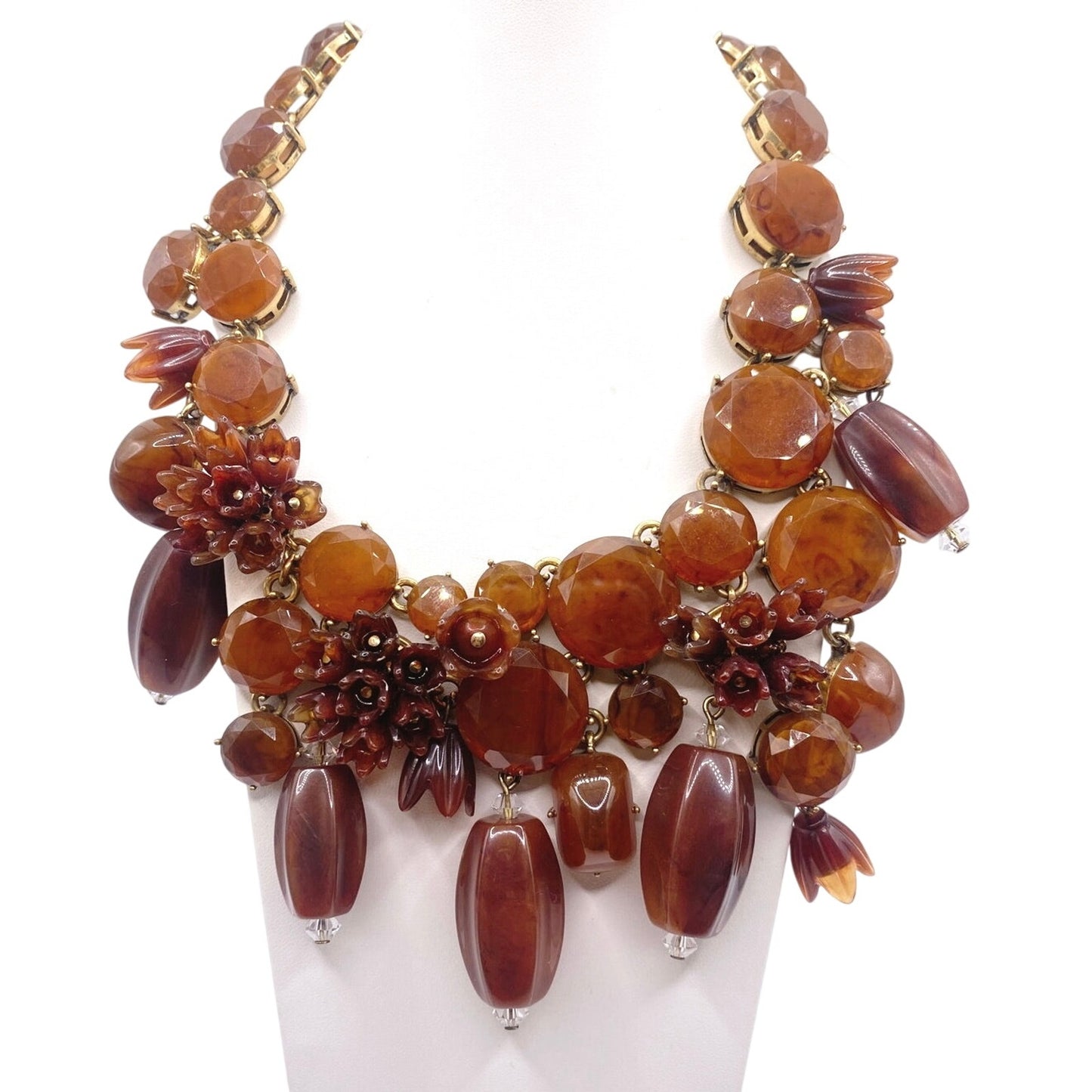J Crew Vintage Amber Tone Lucite Statement Necklace