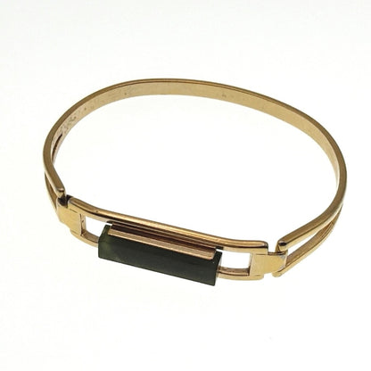 Avon Vintage Gold Tone and Green Resin Bangle Bracelet 5"