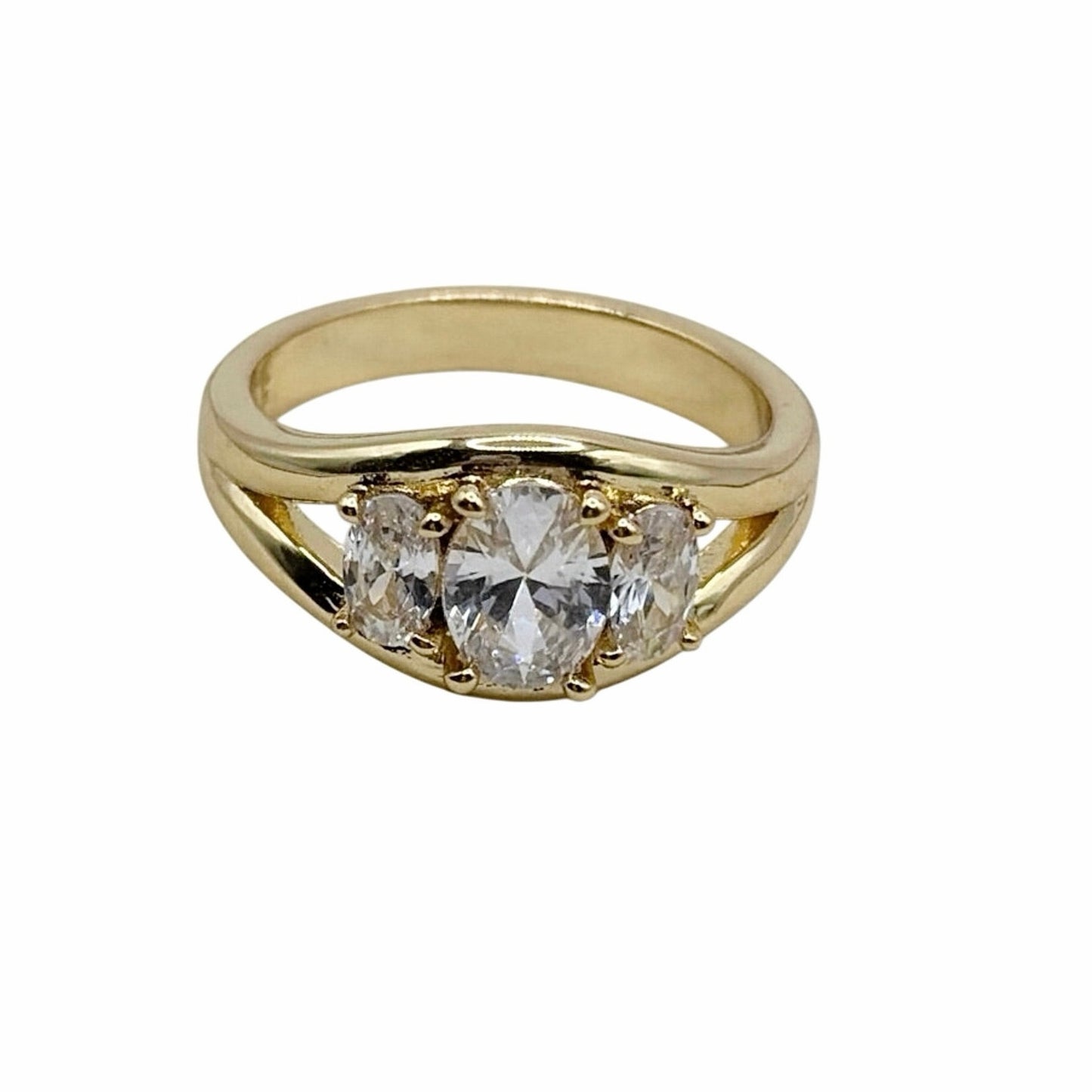 Gold Vermeil 925 Sterling Silver Ring with Sparkling Cubic Zircon 5.5