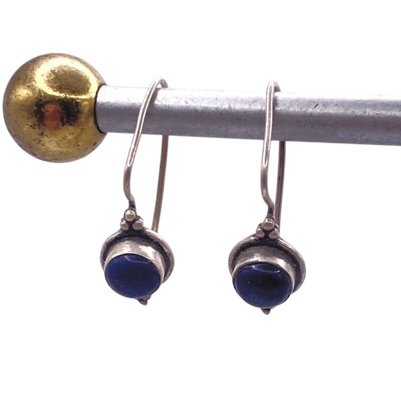 Vintage Sterling Silver and Lapis Lazuli Dainty Earrings