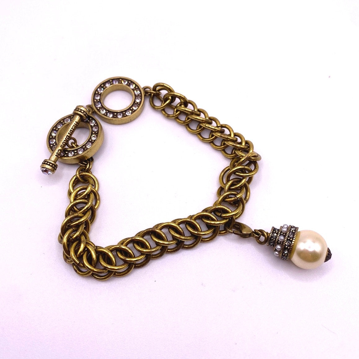 Heidi Daus Pearl Charm Bracelet Toggle Closure