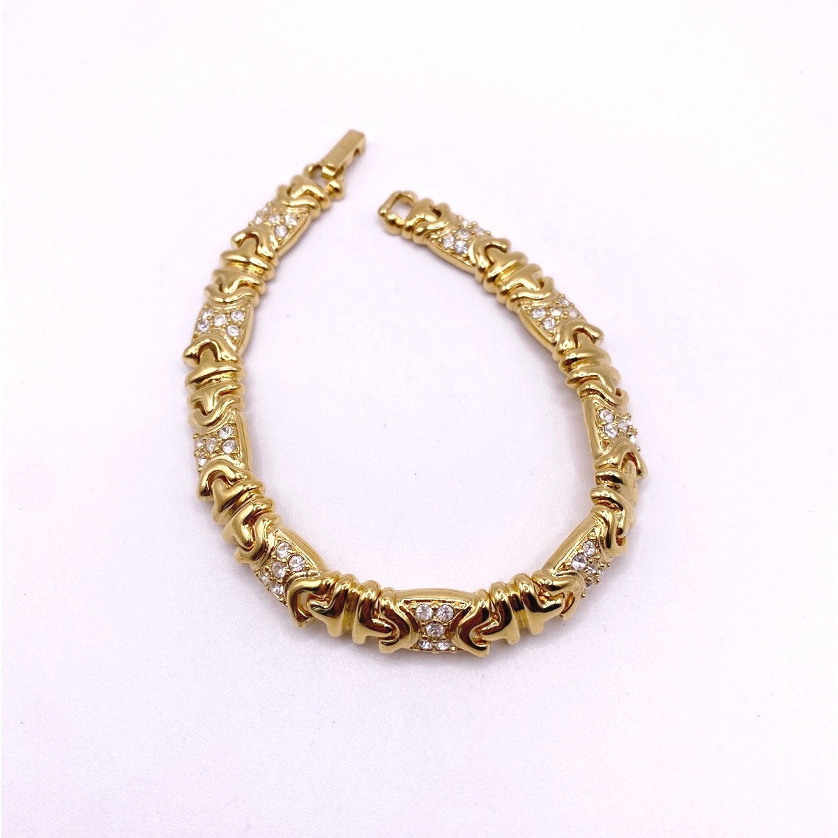 Joan Rivers Gold Tone Tennis Bracelet with Rhinestones Size 8”