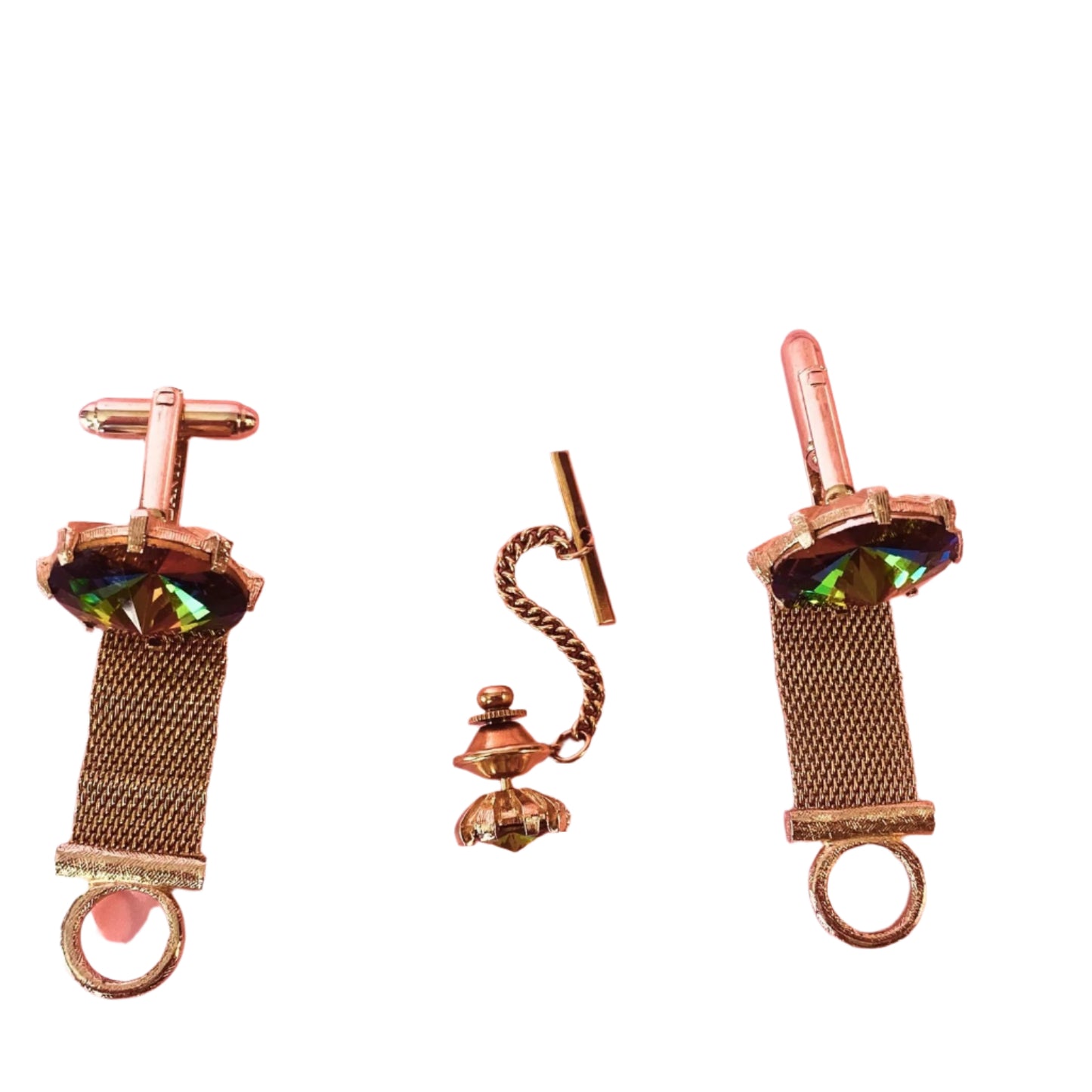Dante Multicolor and Golden Cufflinks and Tie Tack Set