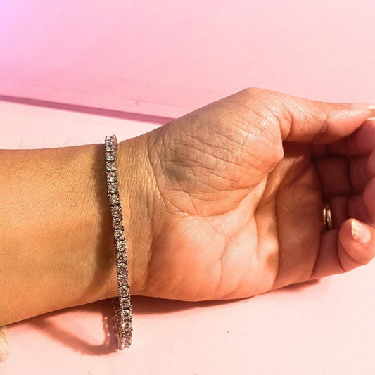 CZ St Silver Tennis Style Bracelet