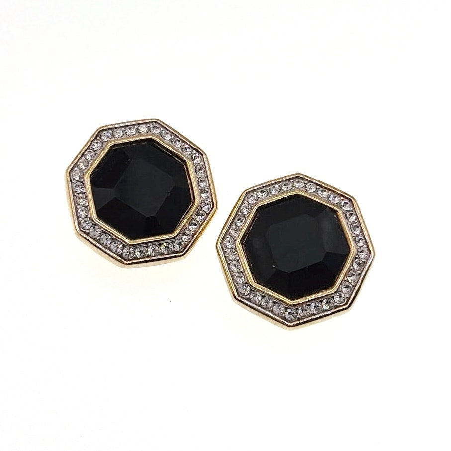 SAL Vintage Clip On Earrings With Rhinestones