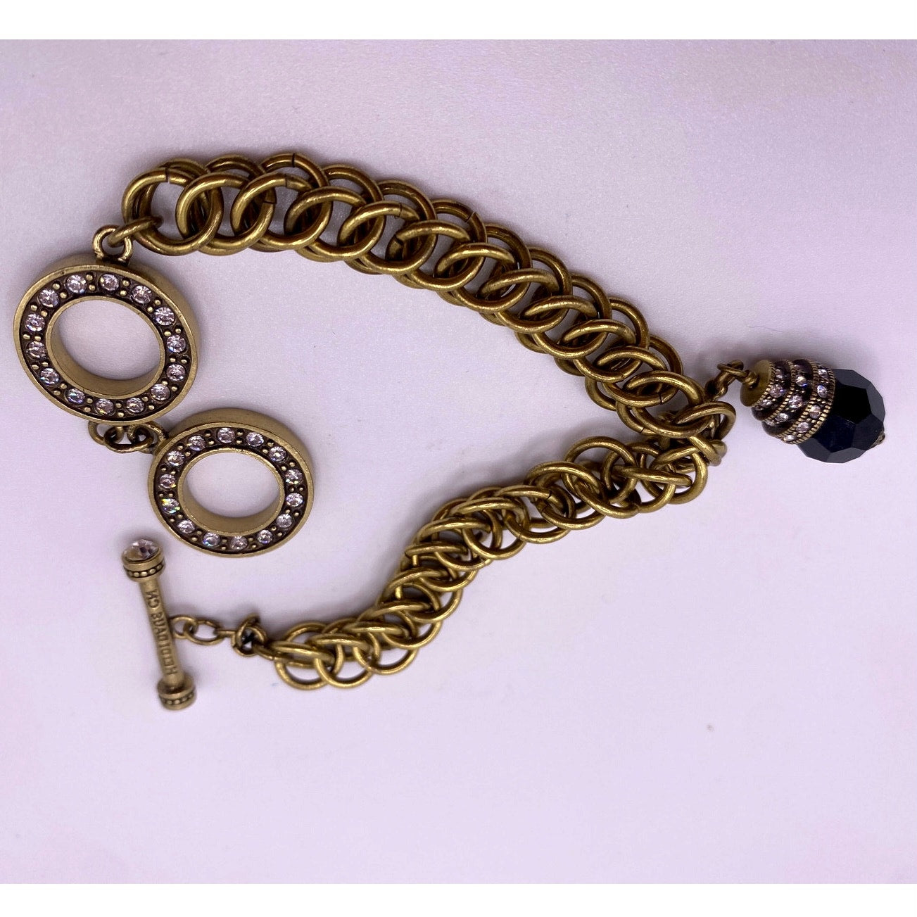 Heidi Daus Bracelet Black Crystal Charm Toggle Closure