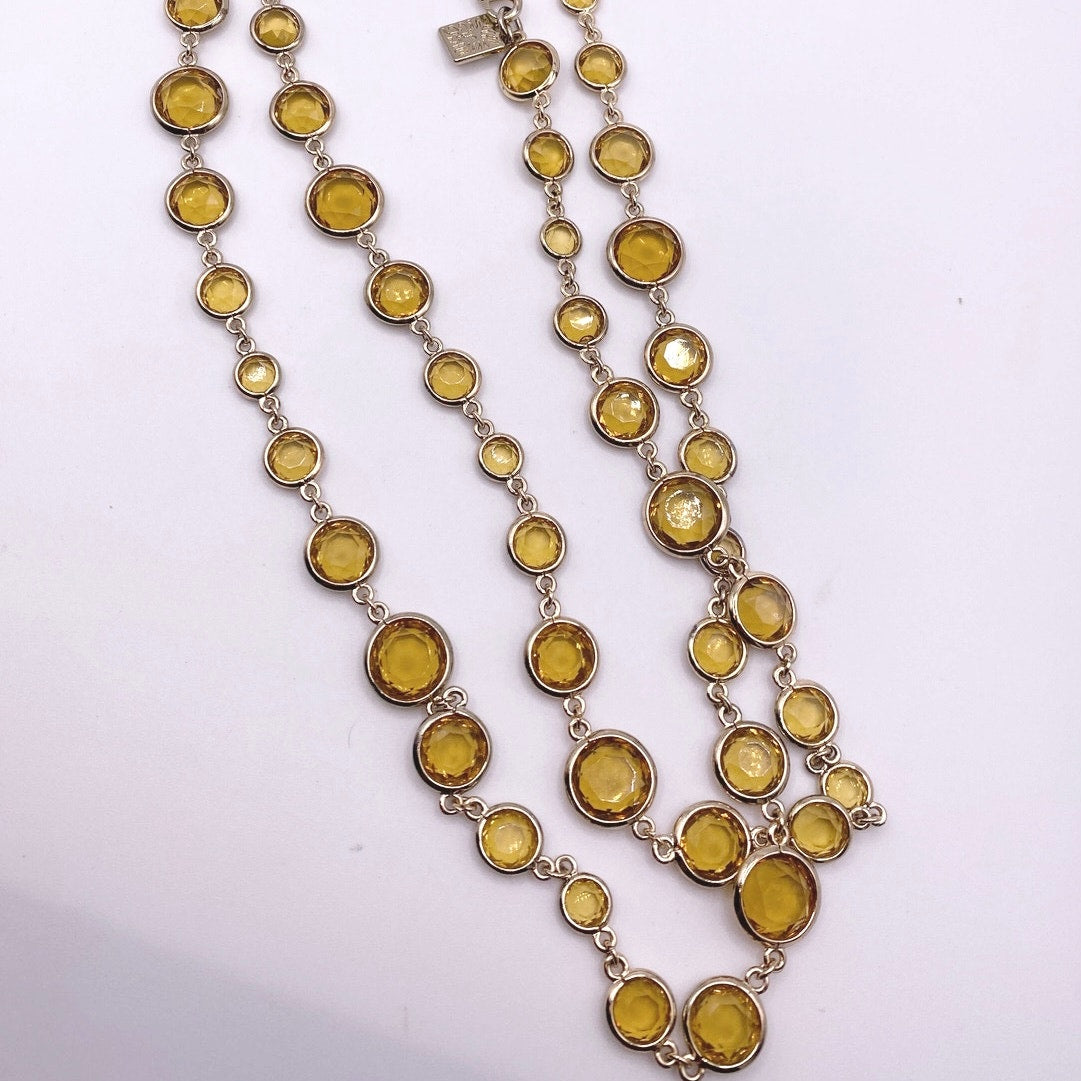 Vintage Anne Klein Large Necklace with Topaz Yellow Glass Stones