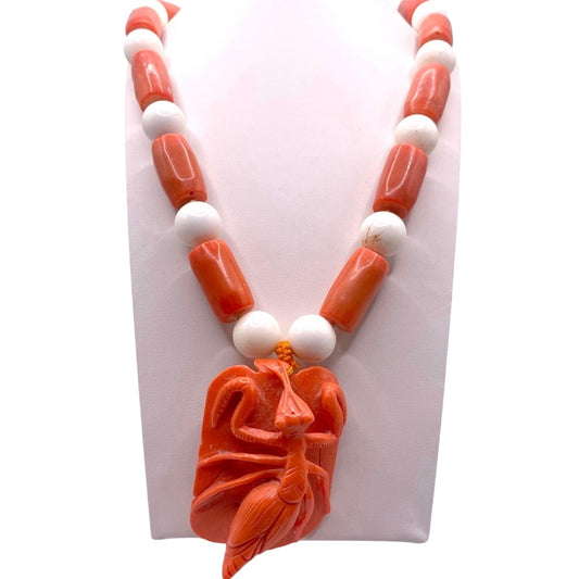 VTG Necklace Salmon Coral Angel Skin Coral 18” 6 ounces